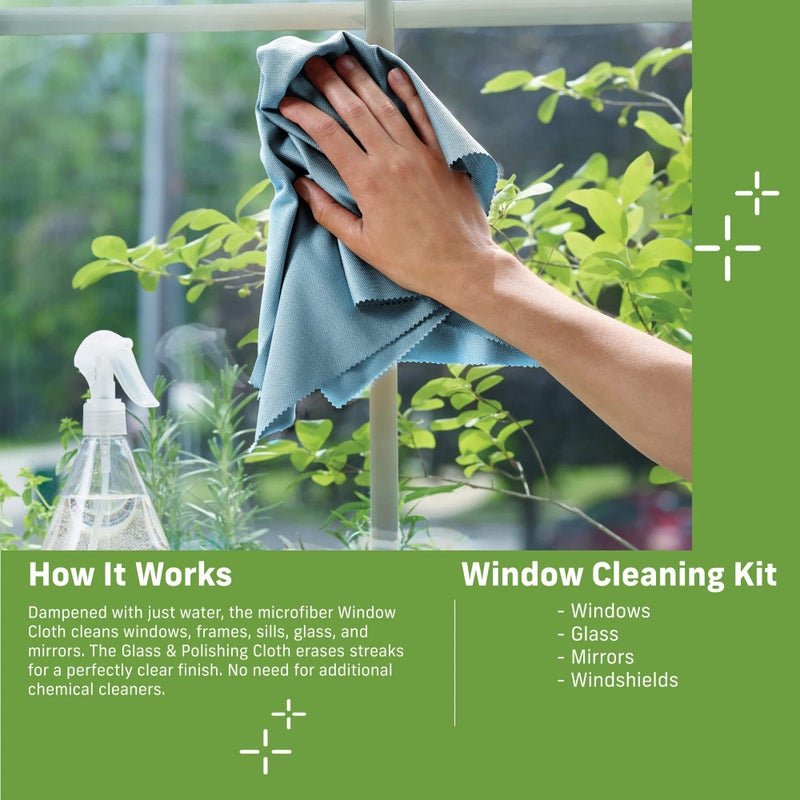 E-Cloth 3-Pack Window Cleaning Cloth - Streak-Free Glass & Mirror Cleaning Kit with Just Water  Glass Cleaning Cloth  Microfiber Towel Kit for Windows  Car Windshield  Mirrors - Alaskan Blue - Image 5